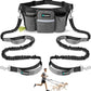 Hands Free Dog Leash Dual Bungee Waist Belt Adjustable Running Walking 2 Dogs