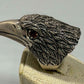 Anillo Raptor de Plata de Ley - Talla 10 - Ojos de Granate