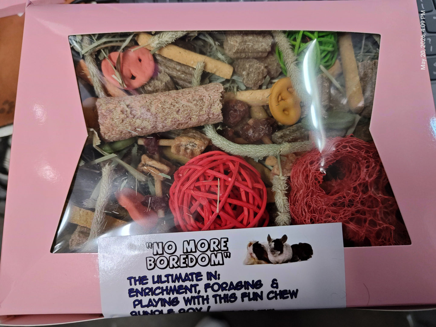 Fun ,Forage & Chew "No More Boredom" Box 12 OZ- Chinchillas, Guinea Pigs, Rabbits