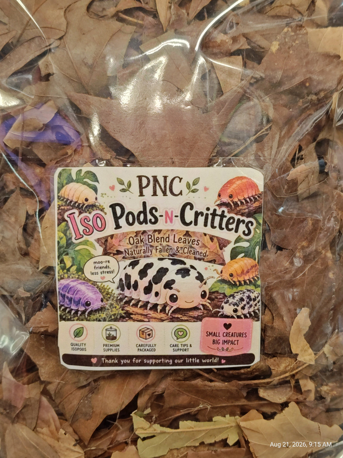 Isopod Oak Leaf Mix Naturally Collected ,Cleaned & Prepared -Small Bag