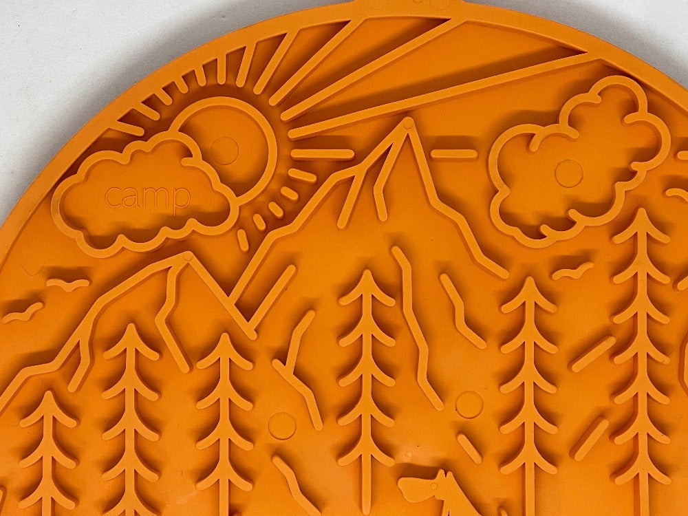 Camp eMat - Enrichment Lick Mat For Dogs and Cats - with Suction Cups | Retro Van Design | USA Made