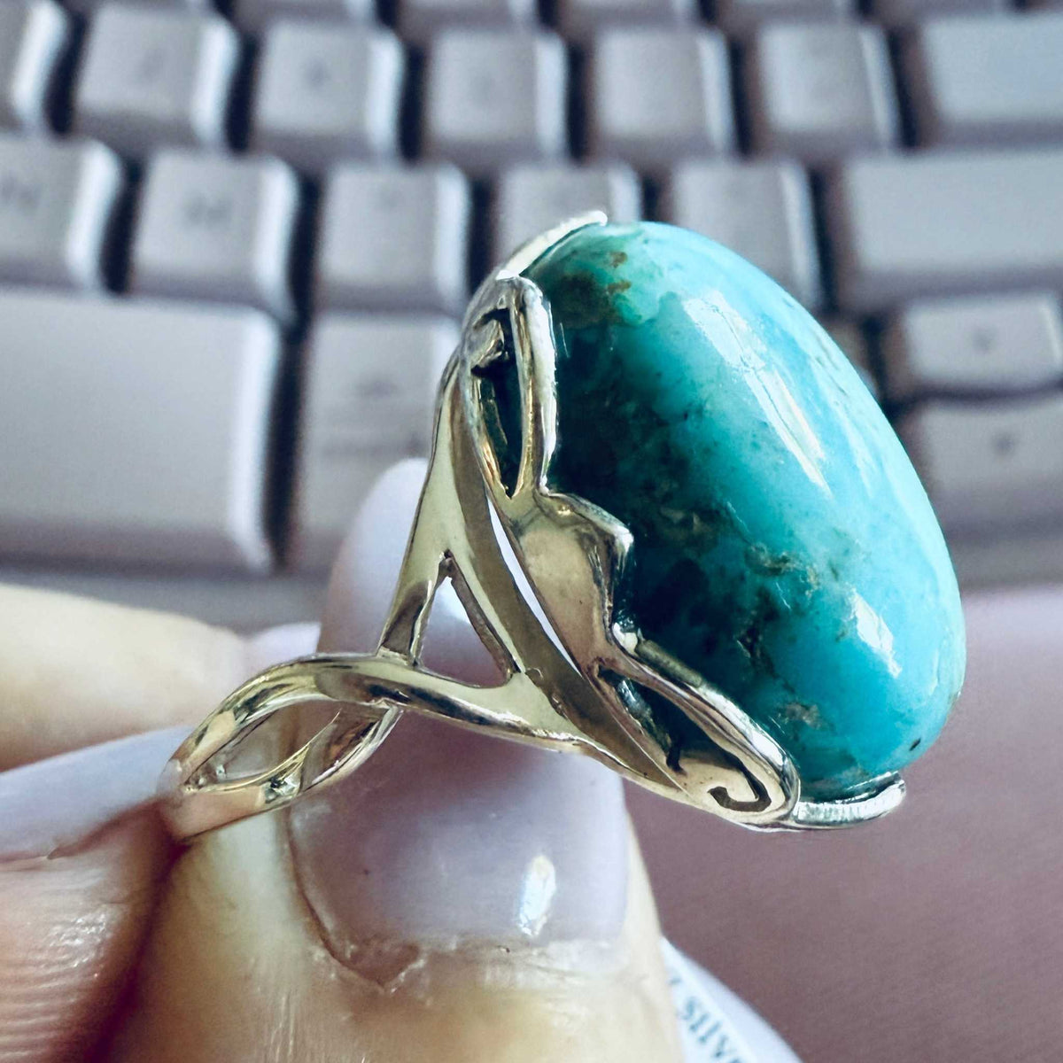 Anillo de turquesa — Talla 8 (Óvalo)