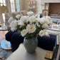 Ramo de lisianthus blanco | Tallo floral artificial de 21" | Flor artificial