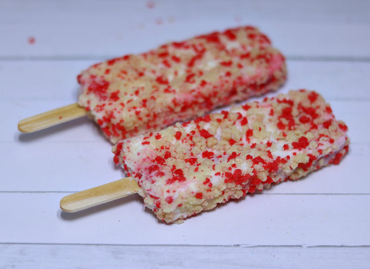 Paleta de helado liofilizada (eclair de chocolate, pastel de fresa)