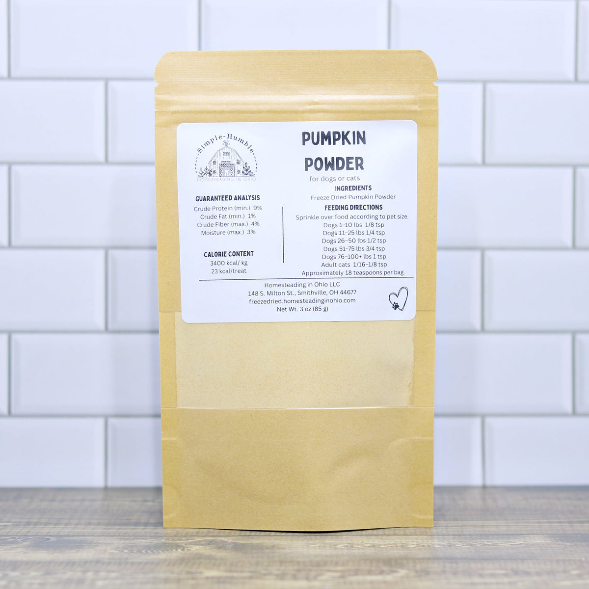 Calabaza en polvo para perros y gatos | Complemento alimenticio de calabaza liofilizada y apoyo digestivo