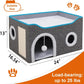 Indoor Cat House Cube with Bed, Scratch Pad & Toy Ball, Foldable Condo