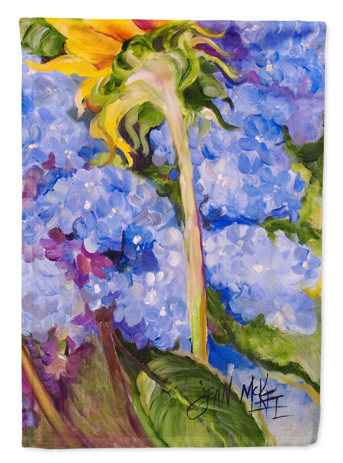 Hydrangea and Sunflower Flag Canvas House Size JMK1174CHF