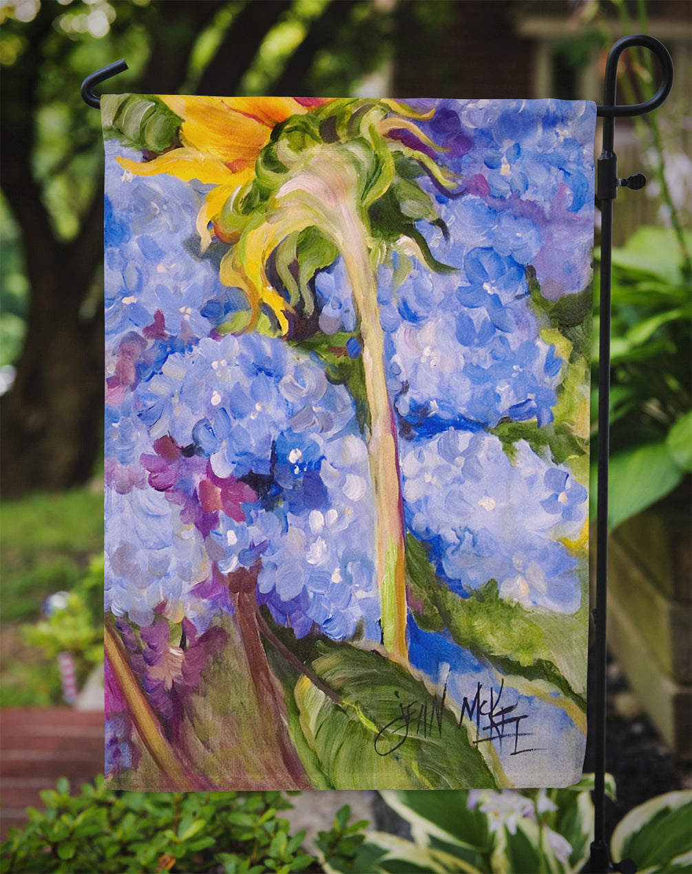 Hydrangea and Sunflower Garden Flag - Outdoor Decorative Yard Flag