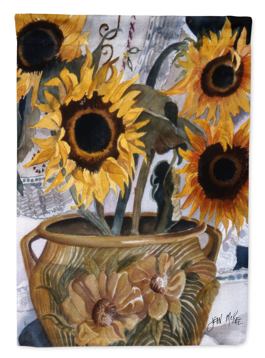 Pot of Sunflowers Garden Flag – Decorative Outdoor Yard Flag JMK1202GF