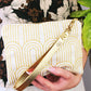 Josephine Embroidered Gold and White Wristlet Purse