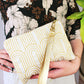 Josephine Embroidered Gold and White Wristlet Purse