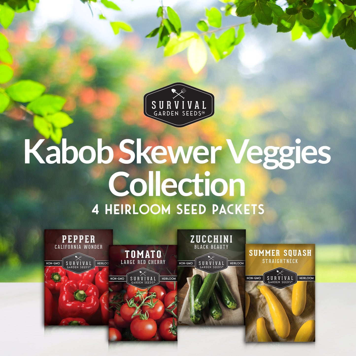 Kabob Skewer Vegetable Seed Collection – 4 Heirloom Grilling Favorites for Fresh, Flavorful Summer Cooking
