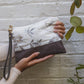 Winona Embroidered Linen Wristlet