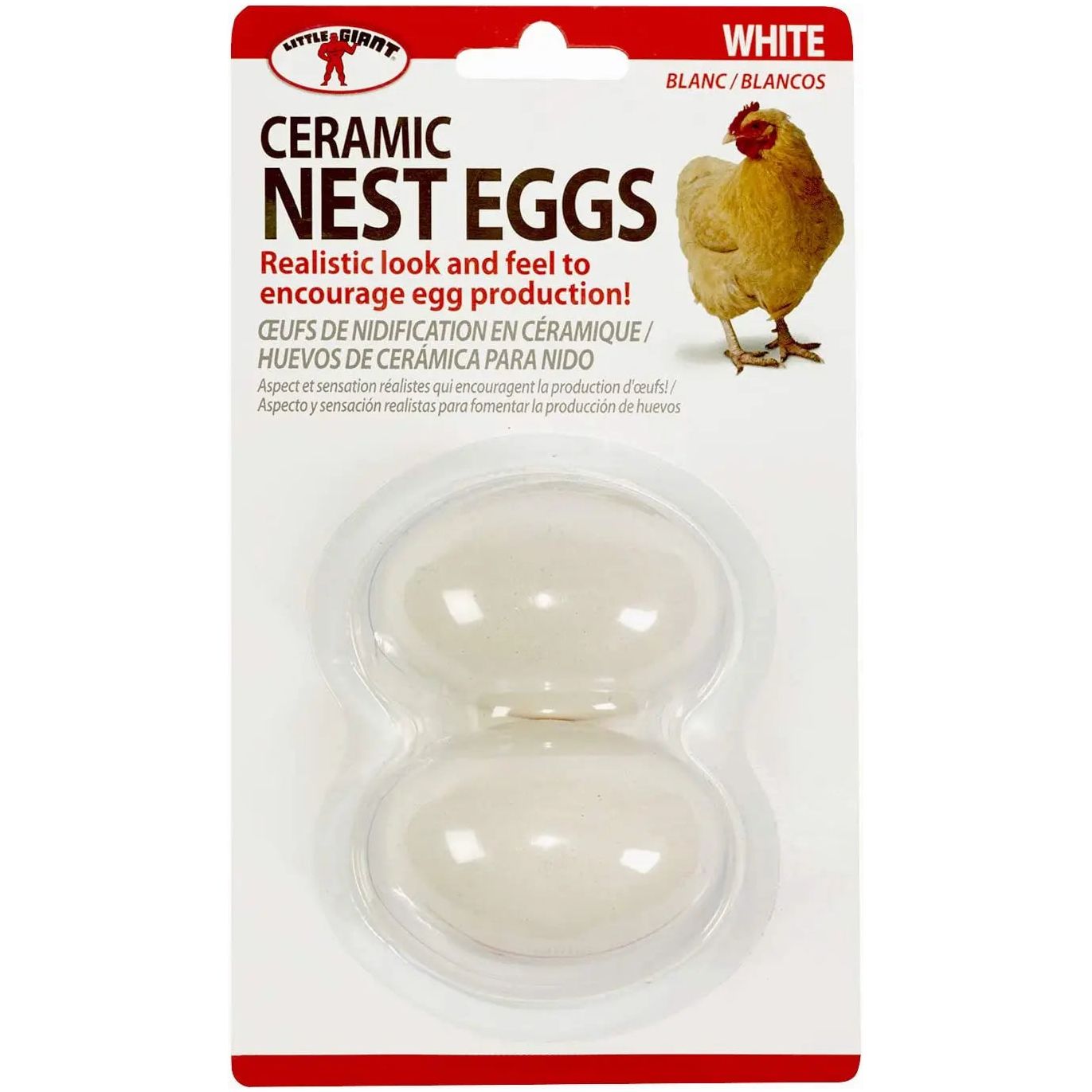 Little Giant Ceramic Nest Eggs 2 Pack Fake Eggs for Chicken Coops, White