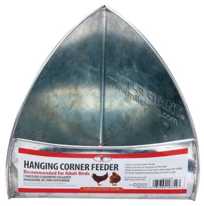 Little Giant Galvanized Hanging Corner Poultry Feeder Space-Saving Chicken Farm