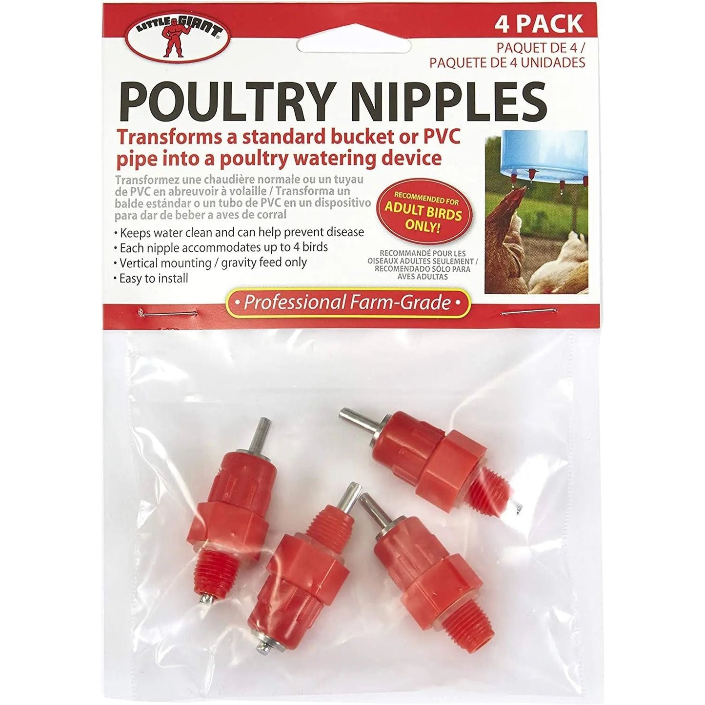 Little Giant Poultry Nipple 4-Pack