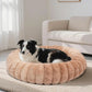 Luxury Donut Dog & Cat Bed, Faux Fur Calming Pet Bed with Non-Slip Base