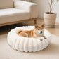 Luxury Donut Dog & Cat Bed, Faux Fur Calming Pet Bed with Non-Slip Base