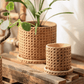 Faux Woven Grid Cement Pot