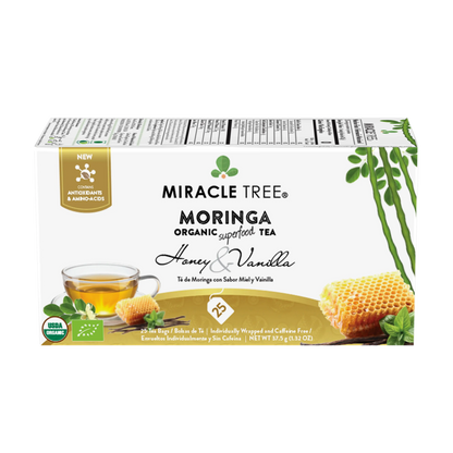 Organic Moringa Tea - Honey & Vanilla - Caffeine-Free Herbal Tea