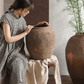 Round Earthenware Brown Pot