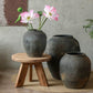 Round Earthenware Gray Pot