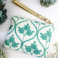 Mayfair Aqua Botanical Embroidered Wristlet Purse