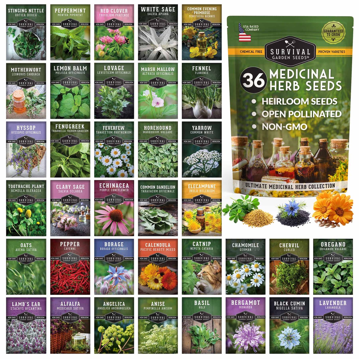 Medicinal Herb Garden - 36 Heirloom Seed Varieties for a Wellness Garden