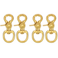 Horse Tack Brass-Plated Trigger Snap Square Eye Snap Loop Eye 2-1/2" 4-Pack
