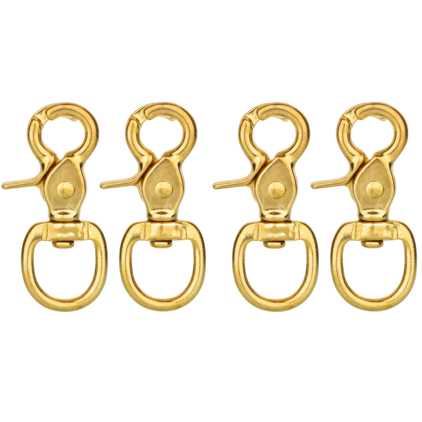Horse Tack Brass-Plated Trigger Snap Square Eye Snap Loop Eye 2-1/2" 4-Pack