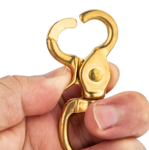 Horse Tack Brass-Plated Trigger Snap Square Eye Snap Loop Eye 2-1/2" 2-Pack