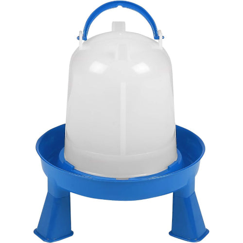 Miller Double-Tuf Poultry Waterer with Legs 1.5 Quart Impact-Resistant Plastic Blue/White