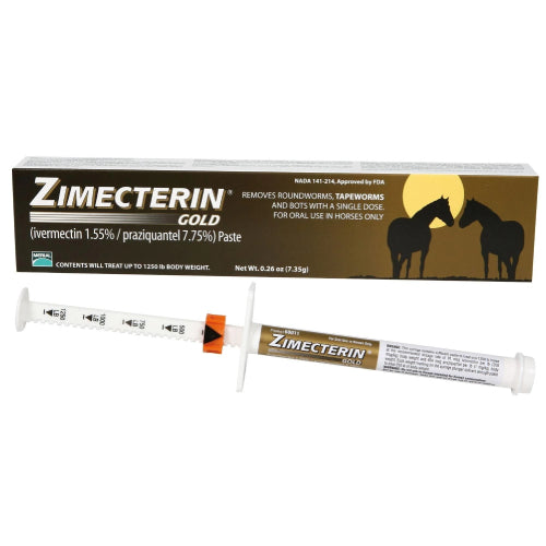 Merial Zimecterin Gold Dewormer Paste Horses 7.35g Treats Tapeworms Bots 1250 lb