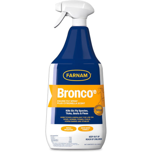Farnam Bronco Equine Fly Spray Plus Citronella Repellent 32 oz. for Horses & Dogs 2PK