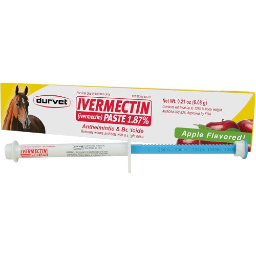 Durvet Ivermectin Horse Wormer Apple Flavor Broad Spectrum Equine Dewormer