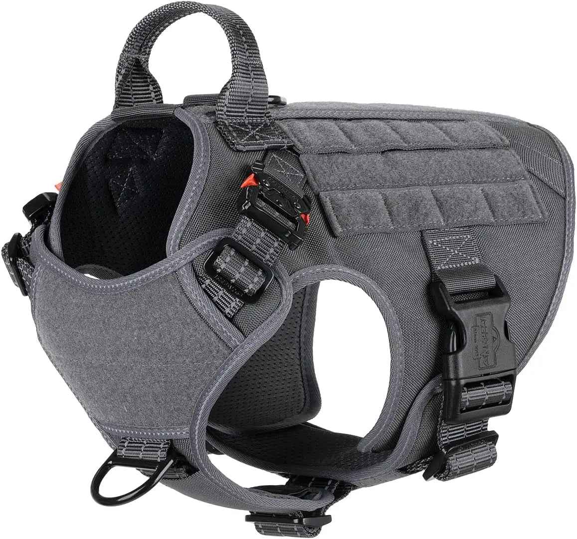 No-Pull Tactical Dog Harness with Handle & MOLLE Vest Adjustable