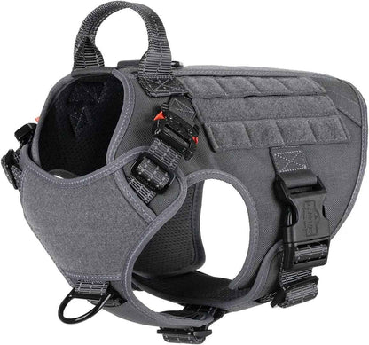 No-Pull Tactical Dog Harness with Handle & MOLLE Vest Adjustable