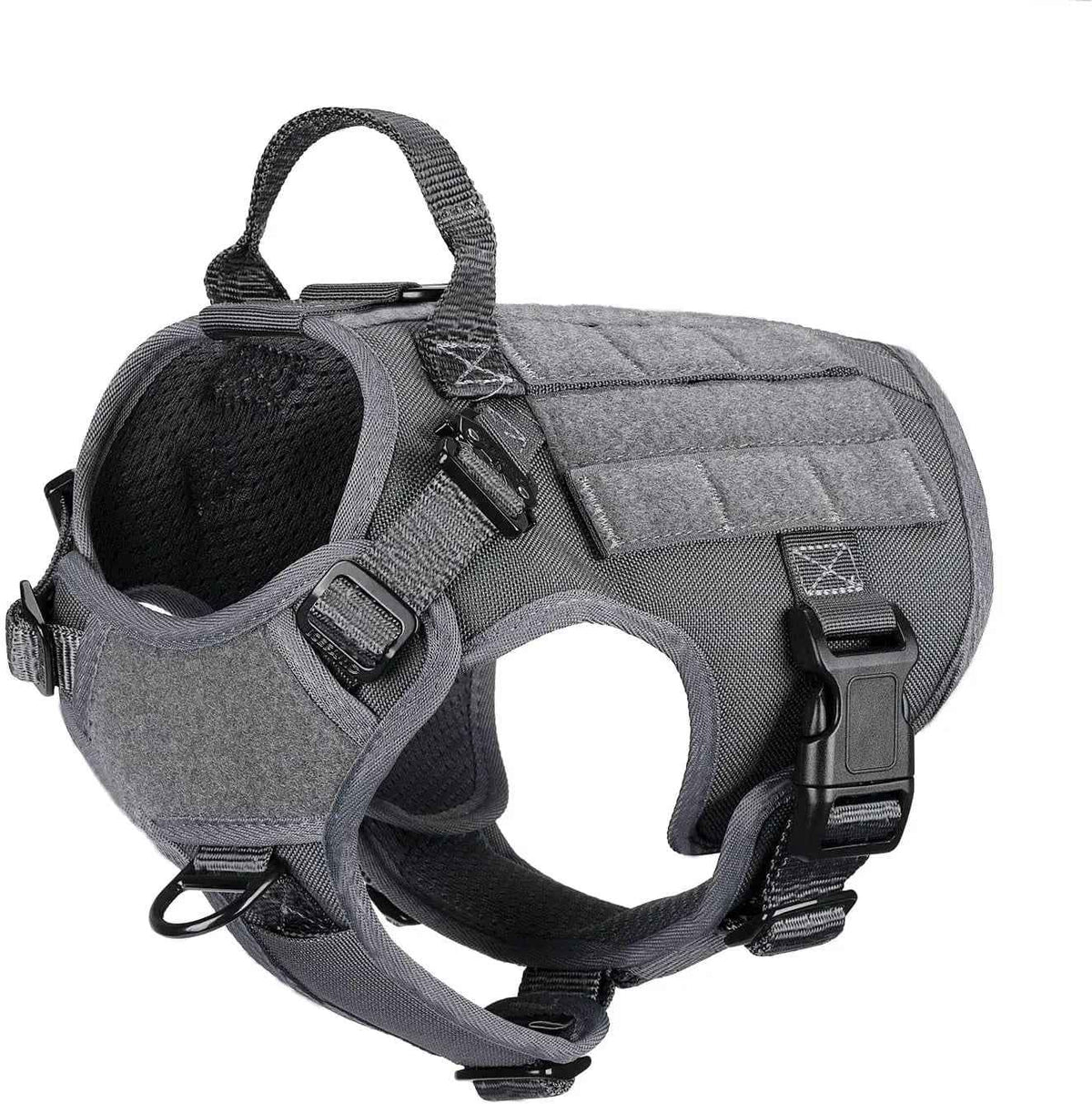 No-Pull Tactical Dog Harness with Handle & MOLLE Vest Adjustable