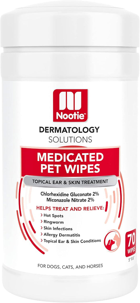 Nootie Medicated Dog & Cat Wipes 2% Chlorhexidine 2% Miconazole 70 Count XL