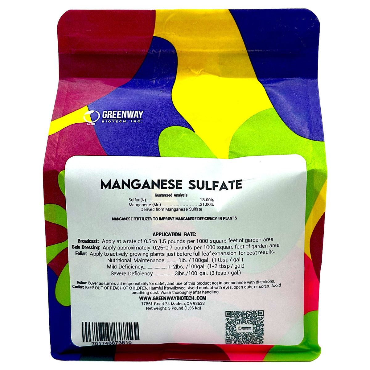 Fertilizante orgánico de sulfato de manganeso