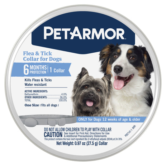 Ultimate Flea & Tick Protection Collar for Dogs - One Size Fits All, Lasts 6 Months