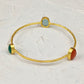 Three Gems Gold Bangle