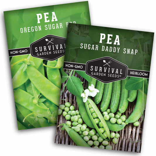 Sugar Pea Seed Collection – Oregon Sugar Pod II & Sugar Daddy Snap Peas for Crisp, Sweet Cool-Season Harvests