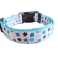 Paw prints Light Blue Nylon Dog Collar MD, LG, XL, Leash