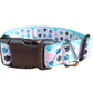 Paw prints Light Blue Nylon Dog Collar MD, LG, XL, Leash