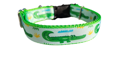 Green Gator Nylon Dog Collar