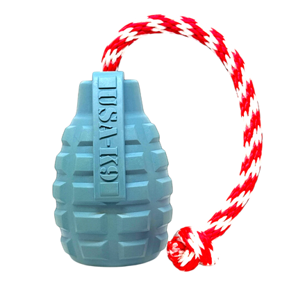 USA-K9 Grenade Shaped Rubber Dog Toy - Chew, Treat Dispenser & Tug Toy | USA