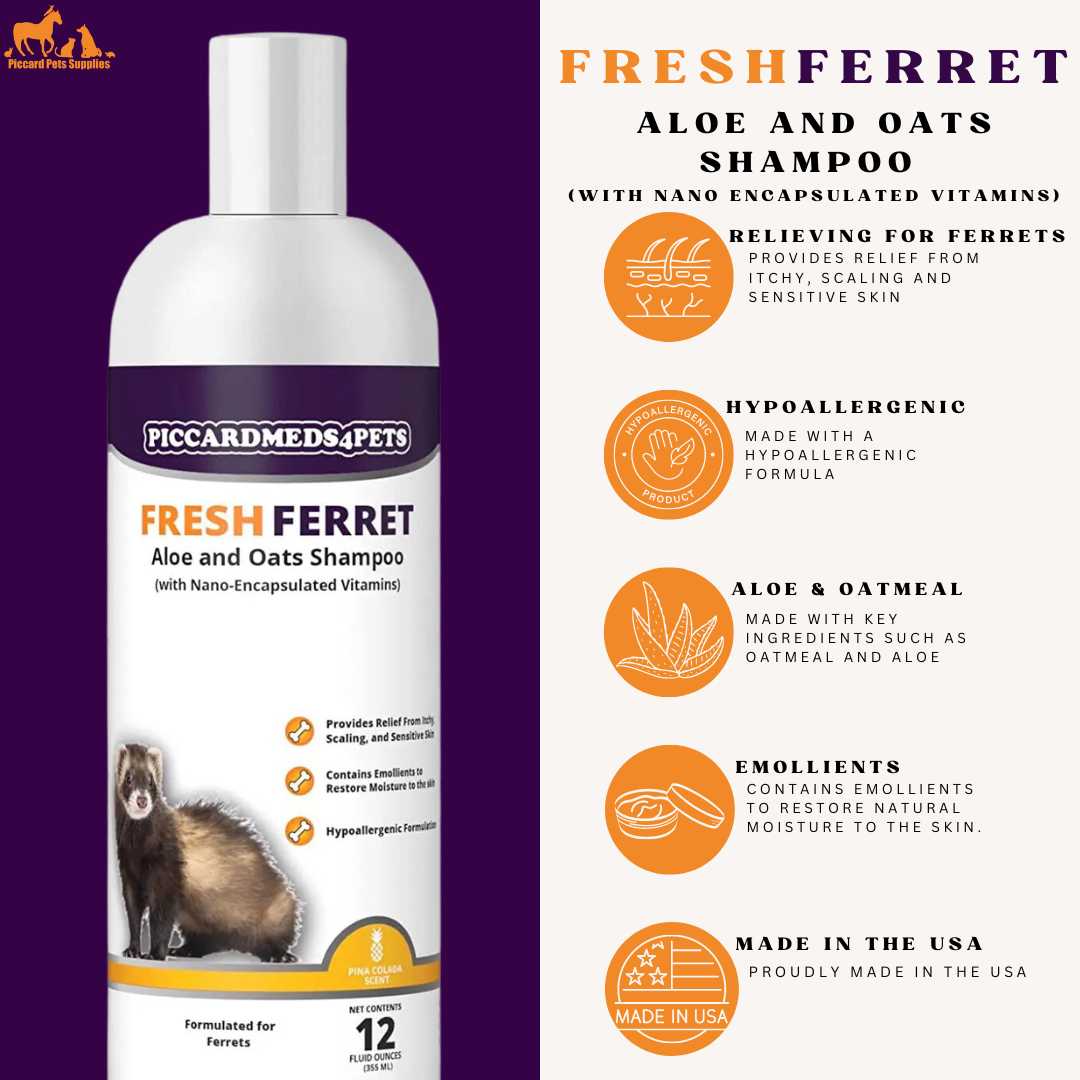 Piccardmeds4pets Fresh Ferret Aloe and Oats Shampoo 12 oz. + FREE Bandana!
