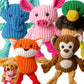 Plush Squeaky Dog Toys 5-Pack Corduroy Set for Medium & Large Dogs