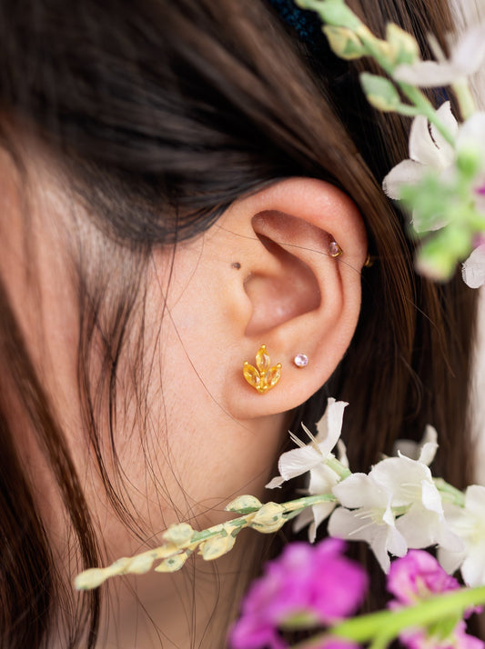 Tri Leaf Stud Earrings